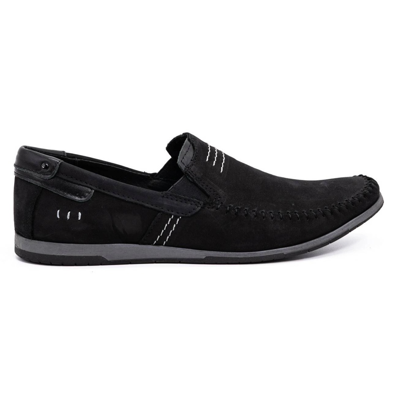 KOMODO Mocasini barbati din piele 876 piele intoarsa neagra negru