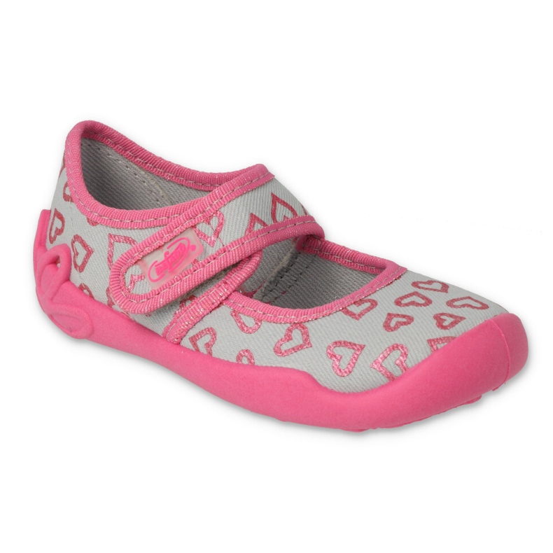 Papuci pentru copii Befado cu velcro în inimi 123x070 roz