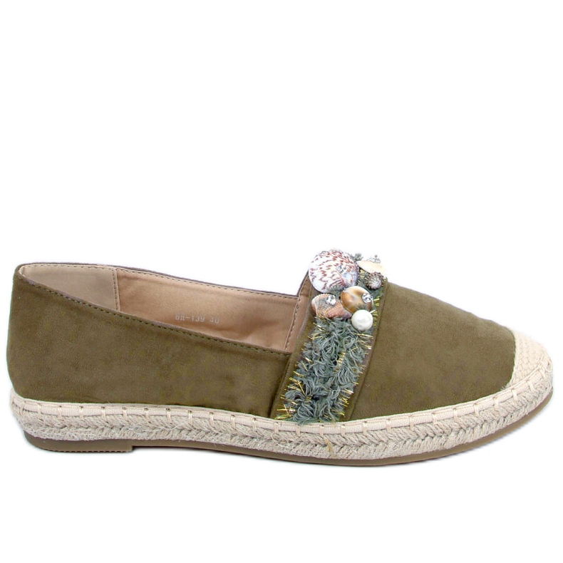 Espadrile Lola Green cu scoici verde