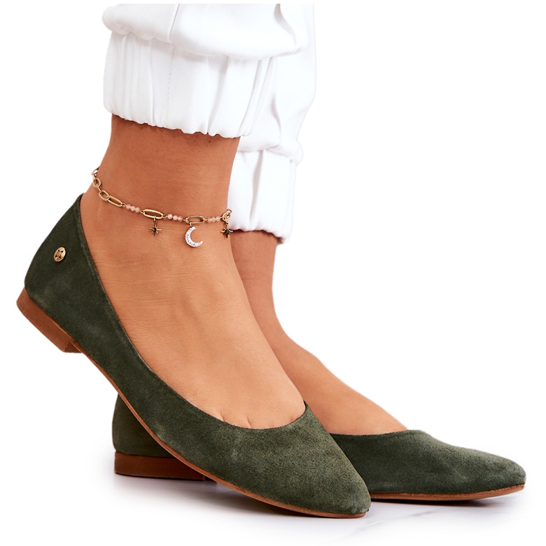 Balerini din piele intoarsa dama Maciejka 04100-45 kaki verde