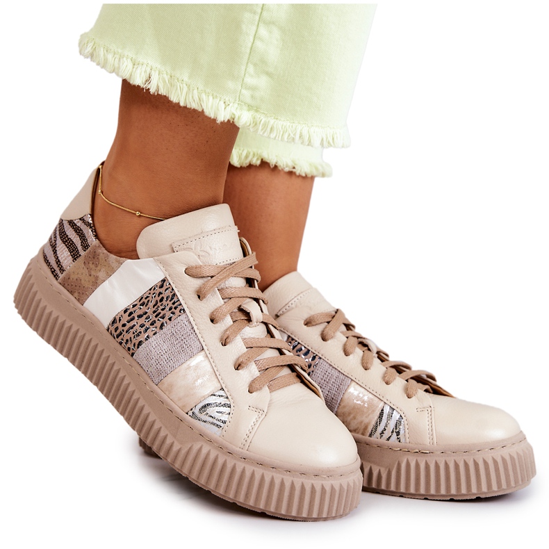 Pantofi Sport din Piele Pe Platformă Maciejka 05482-04 Bej