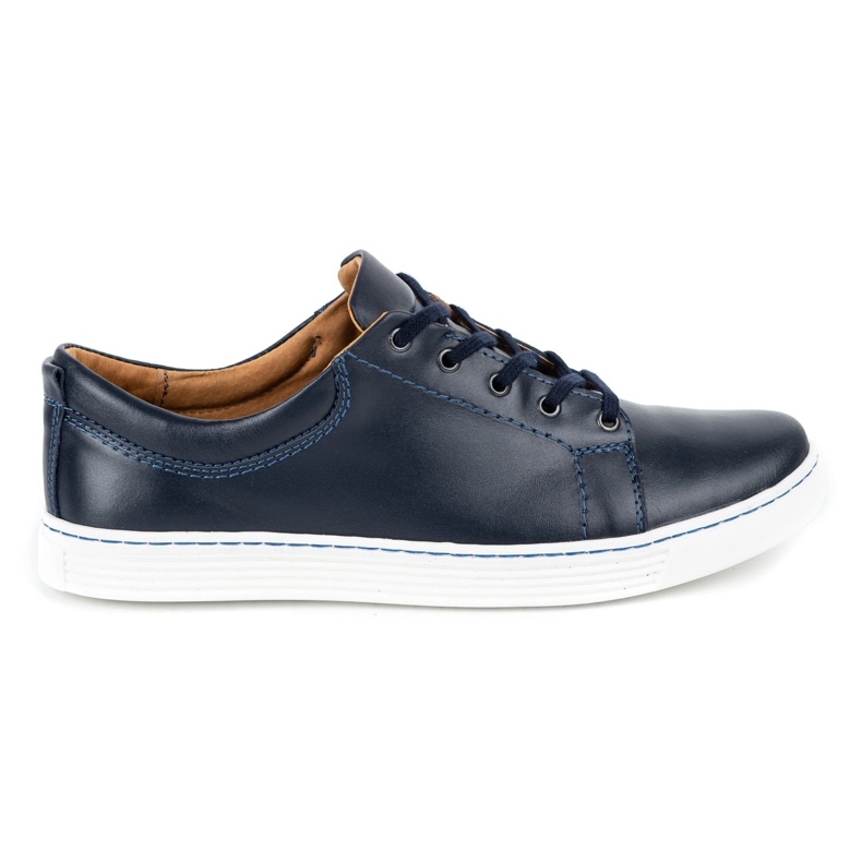 Olivier Pantofi casual barbati din piele 946MA bleumarin albastru