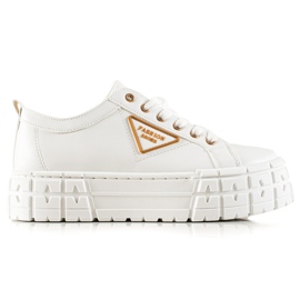 Goodin Adidași cu piele ecologică pe platformă alb