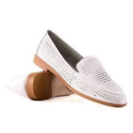 Goodin Mocasini din piele cu model ajurat alb