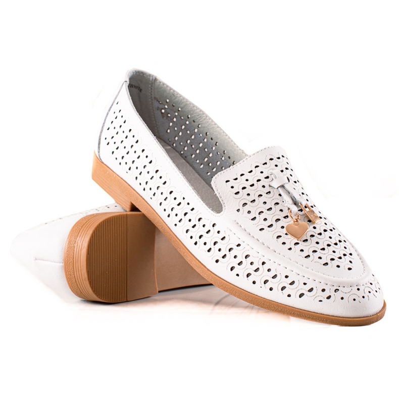 Goodin Mocasini De Piele Cu Ornament alb
