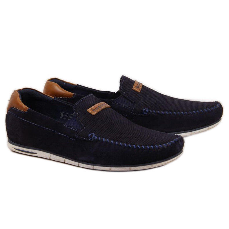 Mocasini din piele Bugatti M HH153084 bleumarin albastru