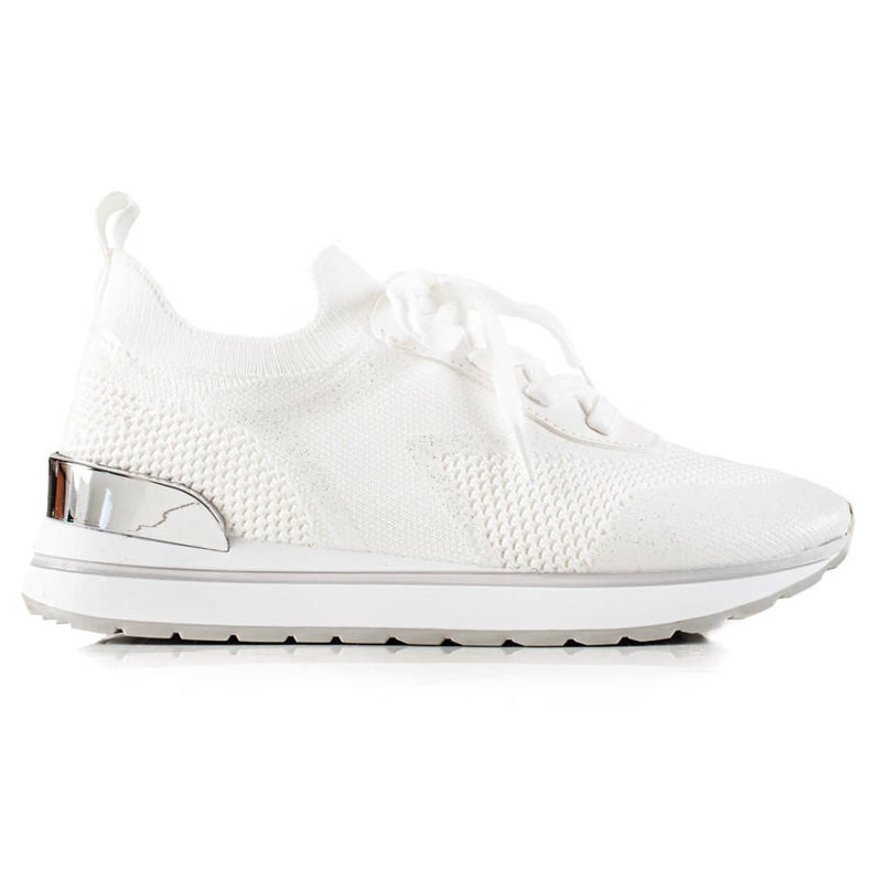 TRENDI Pantofi sport albi cu sclipici