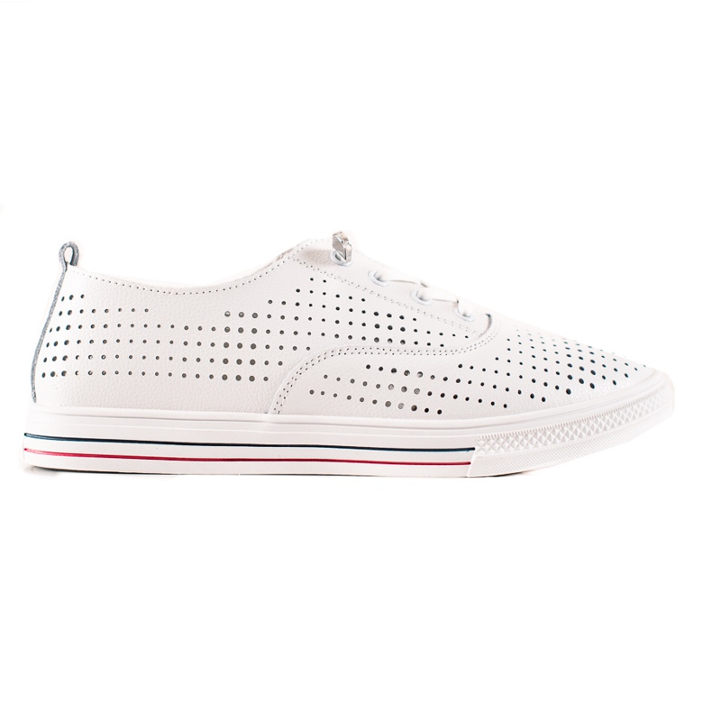 Tenisi VINCEZA din piele ajurata alb