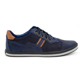 Polbut Pantofi casual barbatesti 1801P bleumarin nubuc/camel albastru