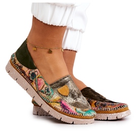 Mocasini din piele de dama Maciejka 05434-09 Verde multicolor Mocasini din piele de dama Maciejka 05434-09 Verde multicolor