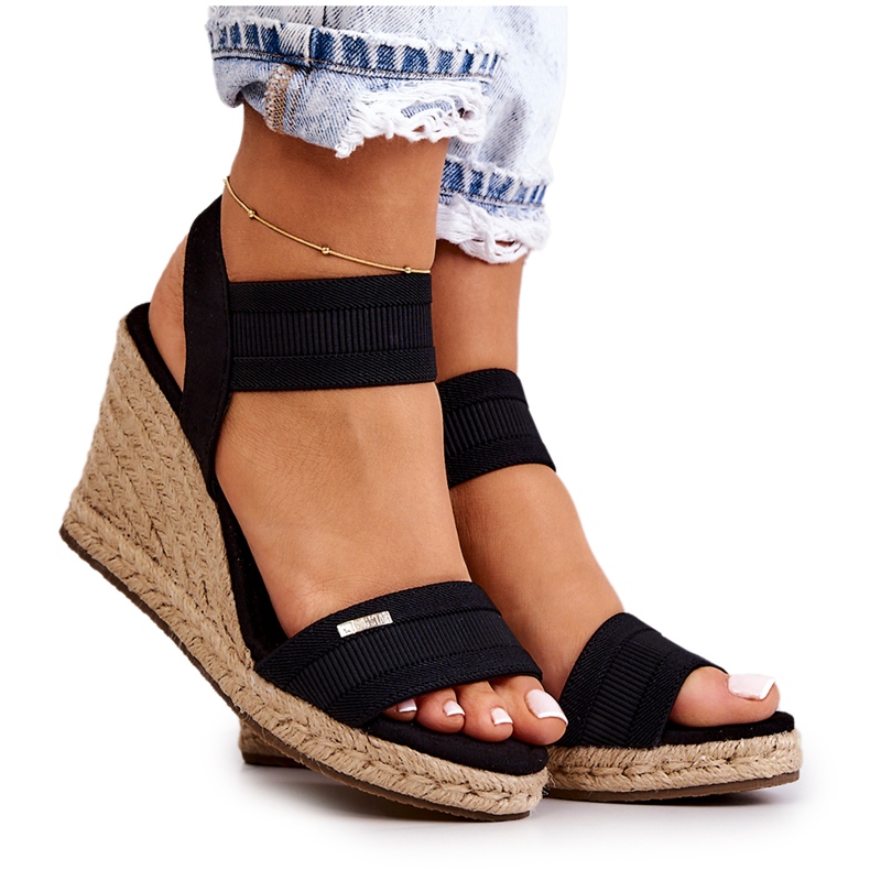 Sandale Damă On Wedge Big Star JJ274976 Negru