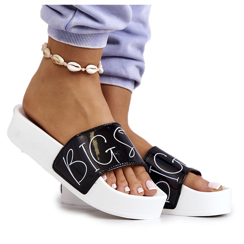 Papuci de cauciuc de damă Big Star JJ274A276 alb și negru