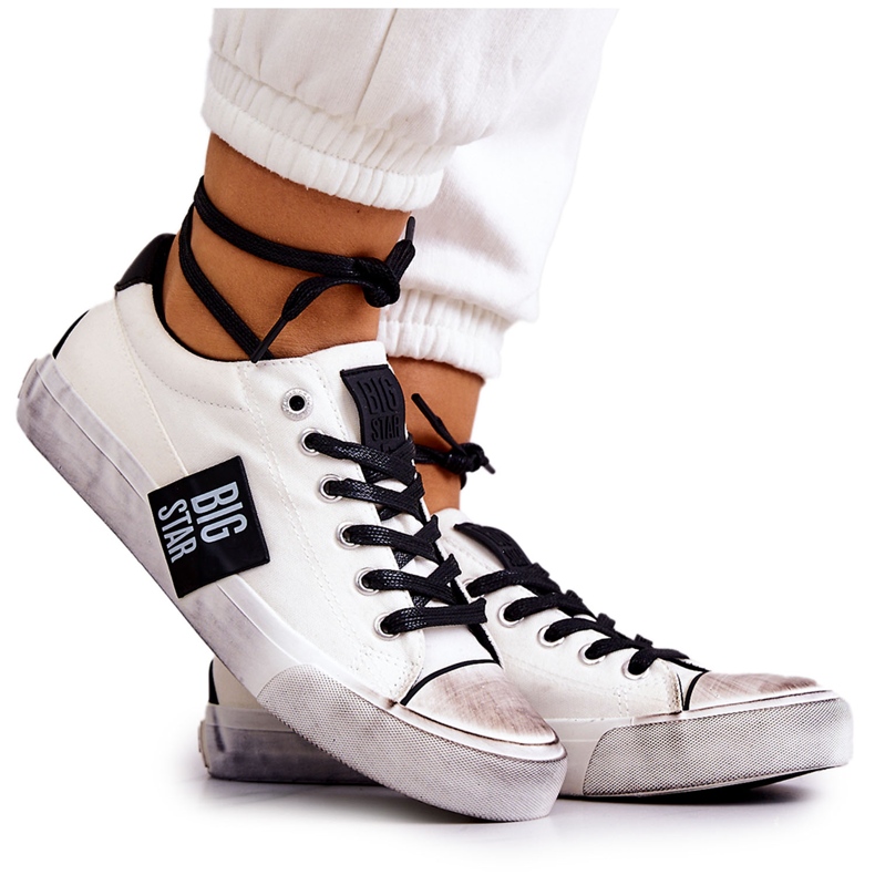 Tenisi de damă Big Star JJ274350 Tenisi albi și negri negru