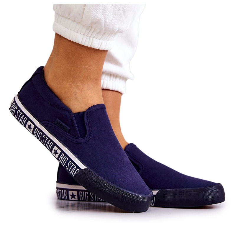 Pantofi de damă cu slip-on Big Star HH274011 Bleumarin albastru