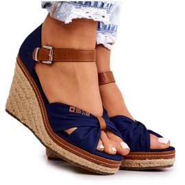 Sandale Damă On Wedge Big Star JJ274938 Bleumarin albastru