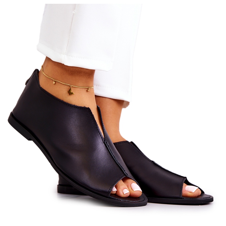 Pantofi din piele cu fermoar Nicole 2718/001 Negru