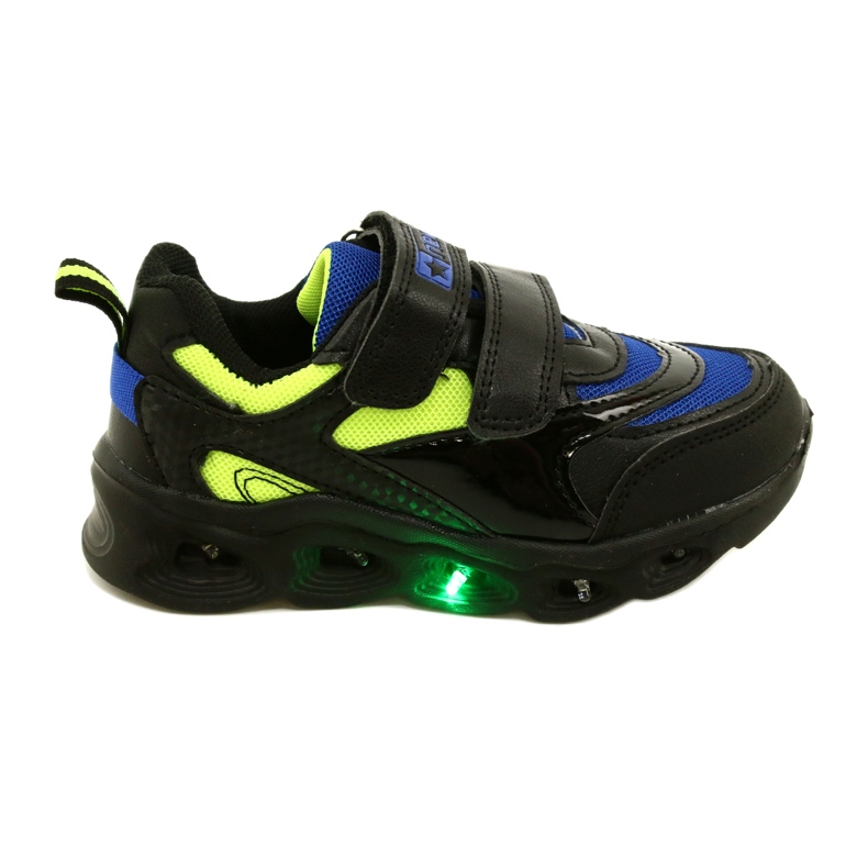Pantofi sport ADI LED Glowing Velcro News 22DZ32-4836 Royal negru albastru verde