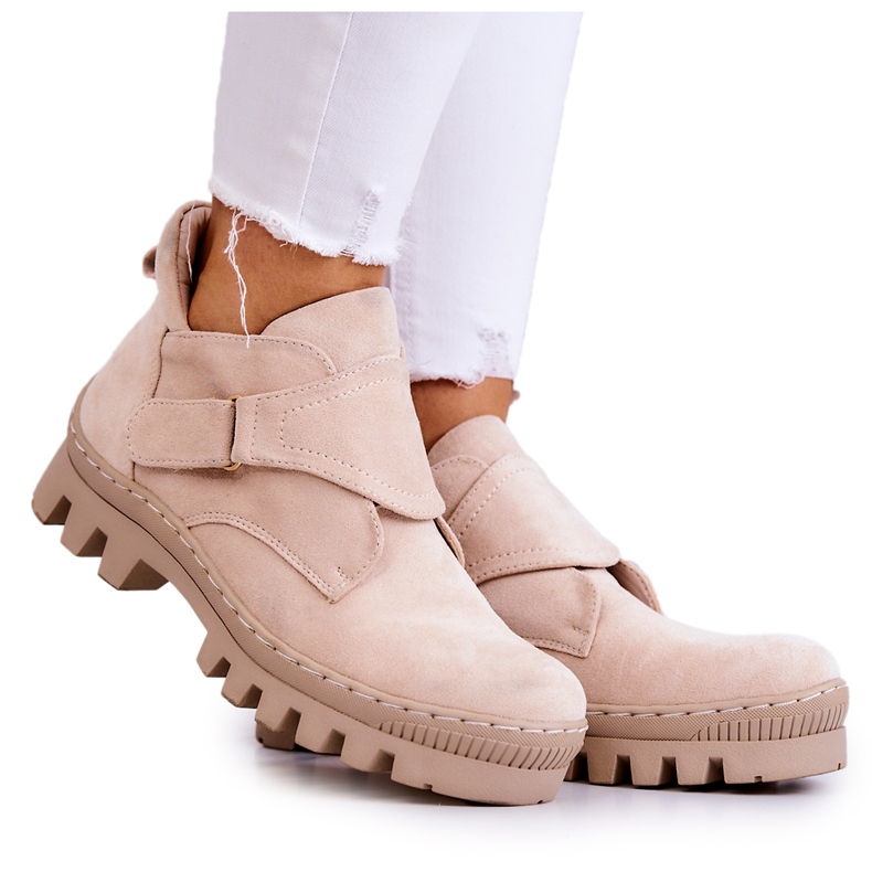 S.Barski Cizme Remgate De piele intoarsa Cu Fermoar Bej Deschis