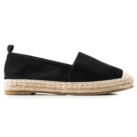 Bestelle Espadrile din piele neagră negru