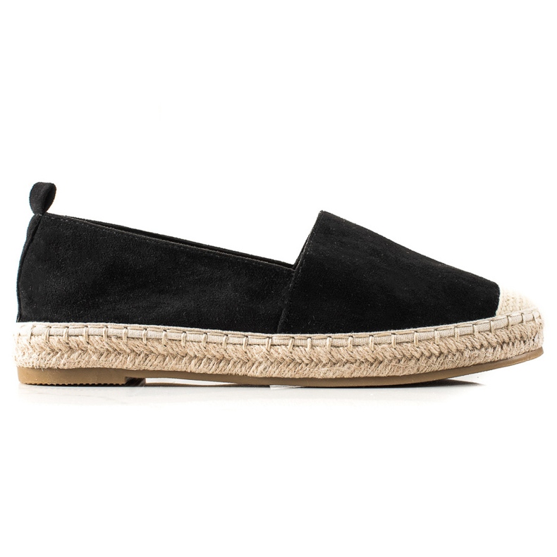 Bestelle Espadrile din piele neagră negru