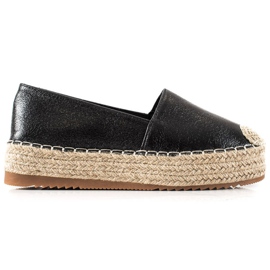 Clowse Espadrile negre strălucitoare negru Clowse Espadrile negre strălucitoare negru