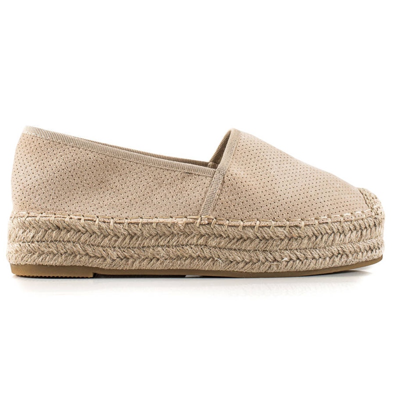 Bestelle Espadrile bej pe platformă