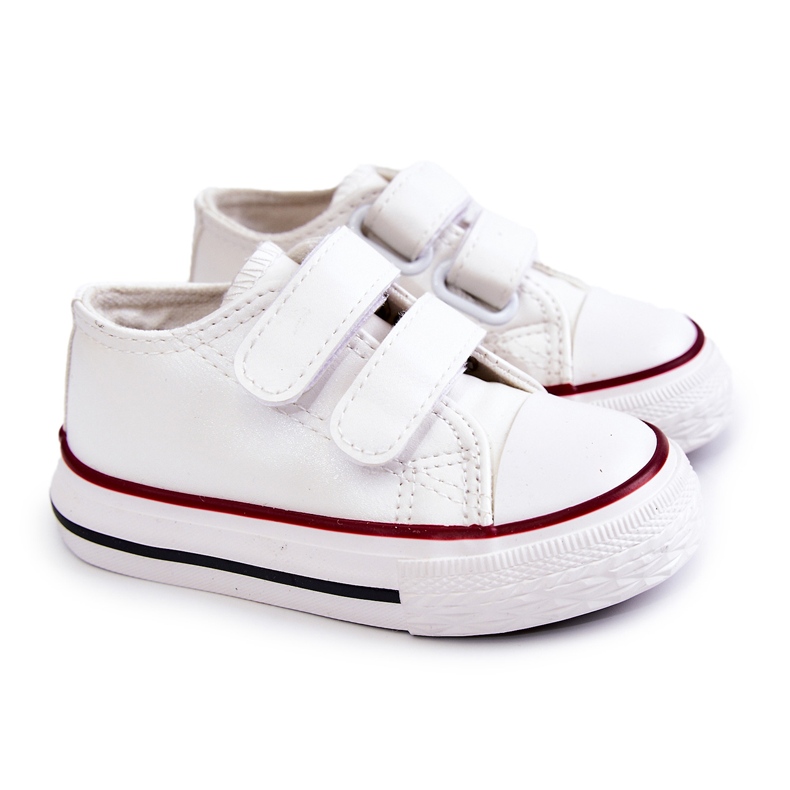 Adidași De Piele Copii Tenisi Cu Velcro Alb Foster