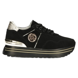 Tenisi din piele Filippo DP3538 / 22 BK GO negru Tenisi din piele Filippo DP3538 / 22 BK GO negru