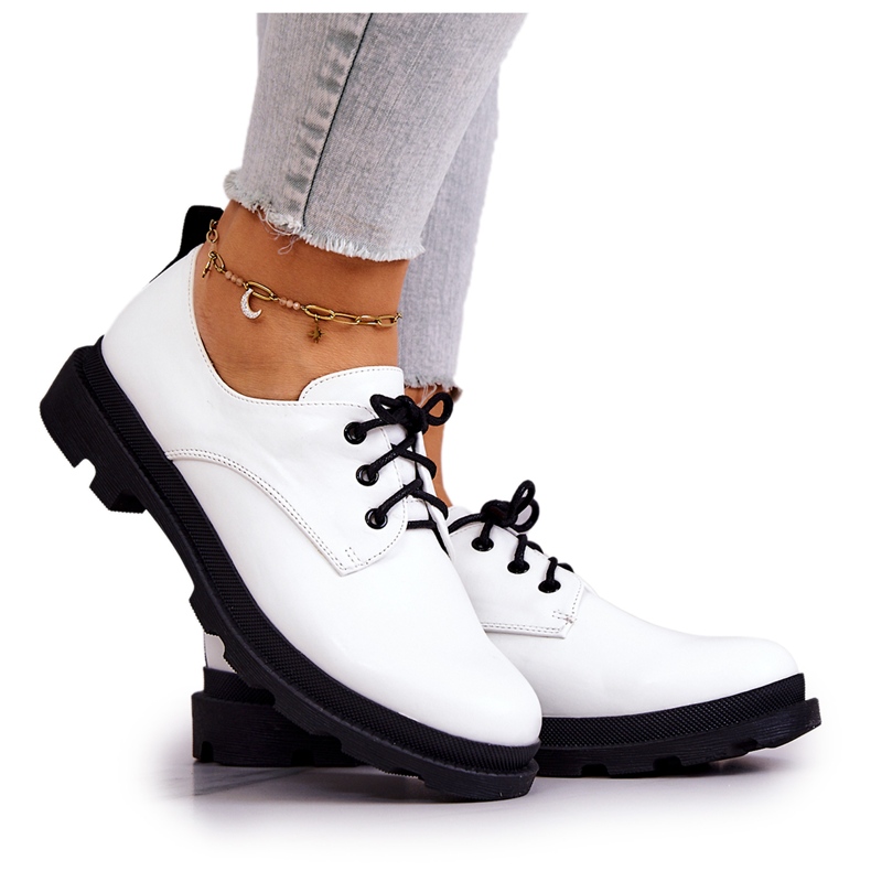 S.Barski Brogues clasice damă Oxford White Colton alb S.Barski Brogues clasice damă Oxford White Colton alb