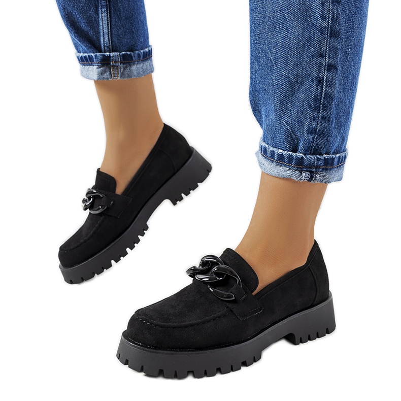 Pantofi negri pe o talpă Nelis groasă negru