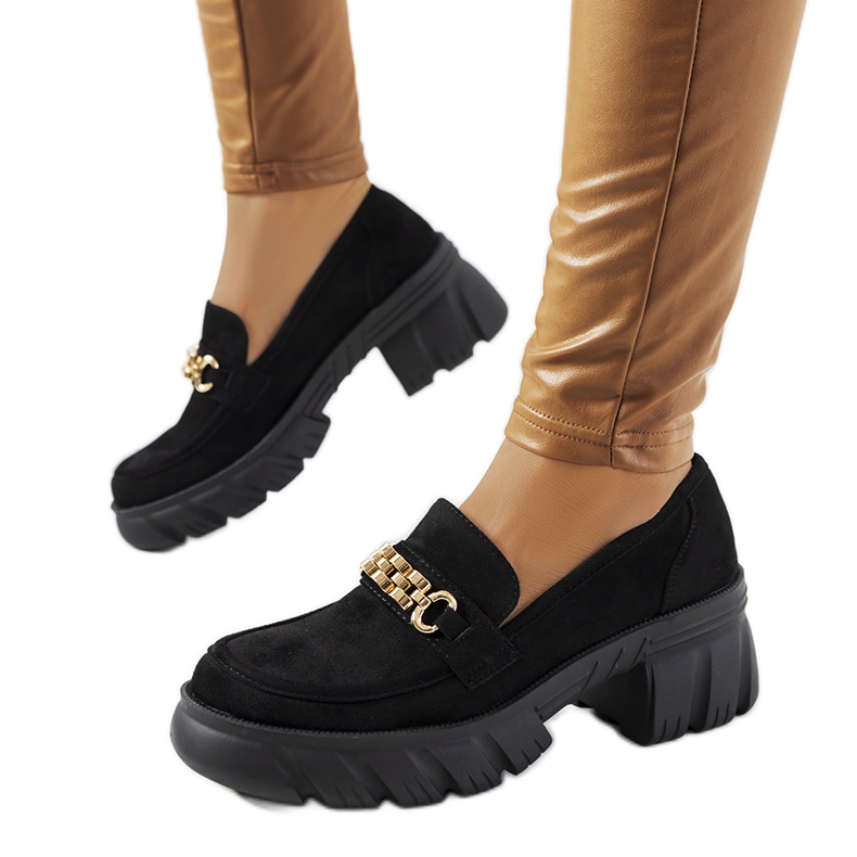 Mocasini negri pe talpa groasa Jeri negru