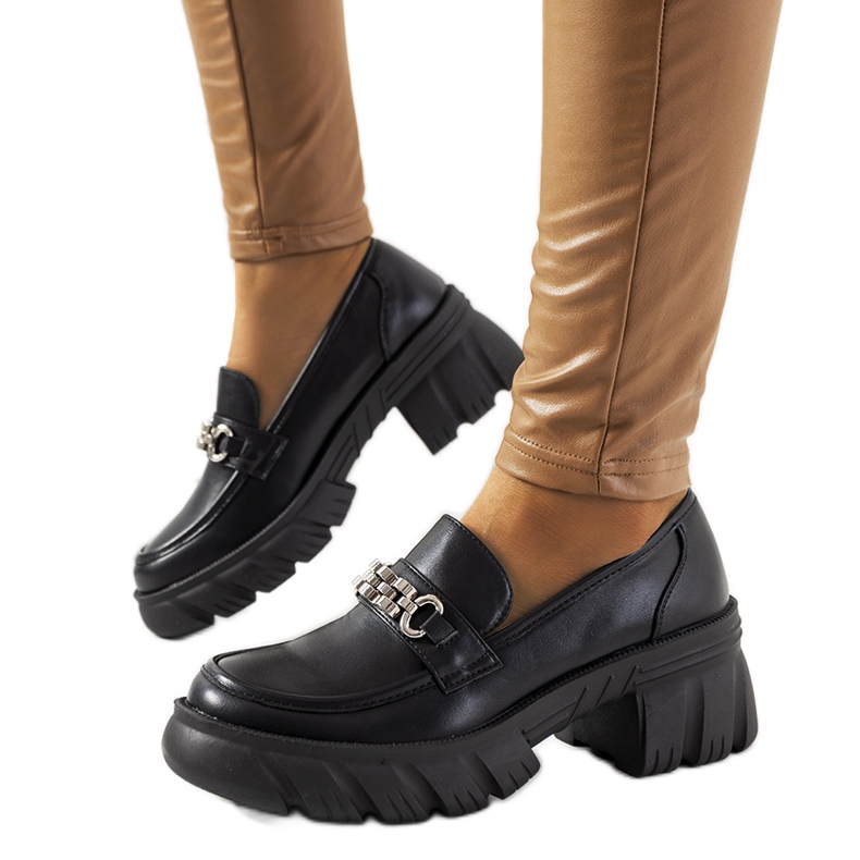 Mocasini negri pe o talpă Ruth groasă negru