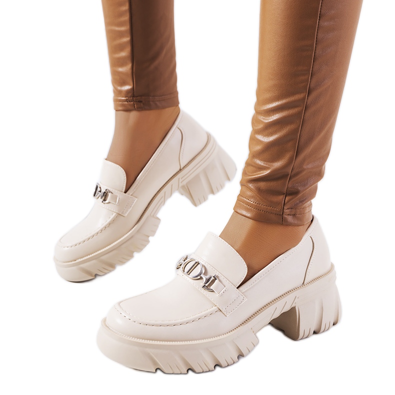 Mocasini bej pe o talpă Brant groasă