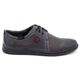 Polbut Pantofi din piele pentru bărbați 343p Grey perforat gri Polbut Pantofi din piele pentru bărbați 343p Grey perforat gri
