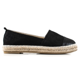 TRENDI Espadrile negre cu sclipici negru TRENDI Espadrile negre cu sclipici negru