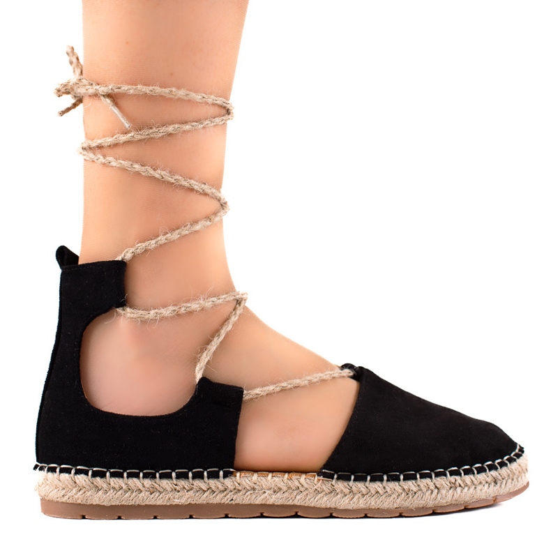 Lucky Shoes Espadrile negre legate negru