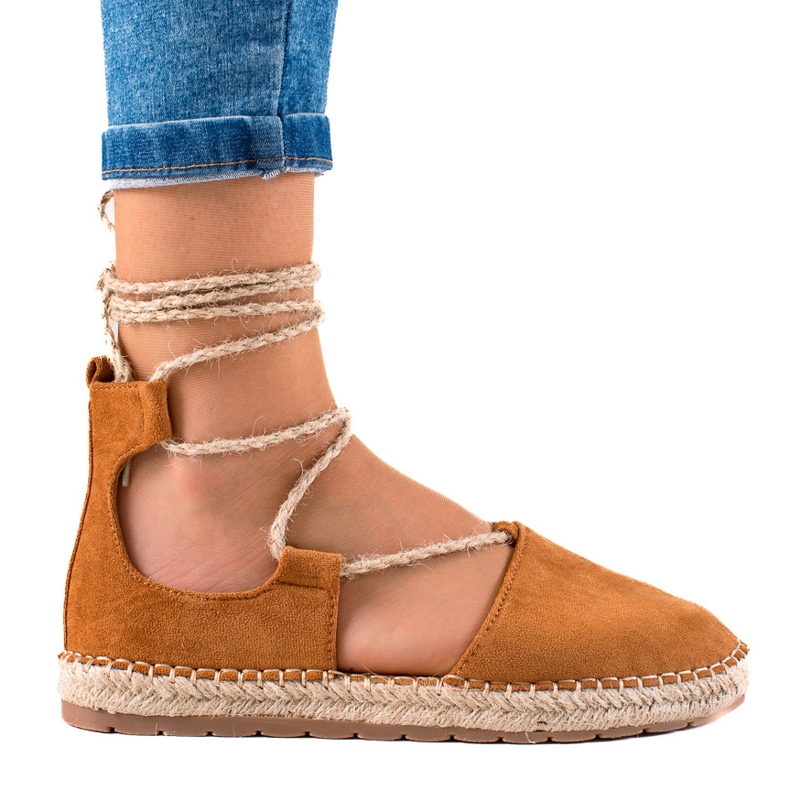 Lucky Shoes Espadrile Camel legate maro Lucky Shoes Espadrile Camel legate maro