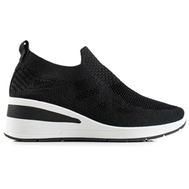 TRENDI Tenisi Slip-On Wedge negru TRENDI Tenisi Slip-On Wedge negru