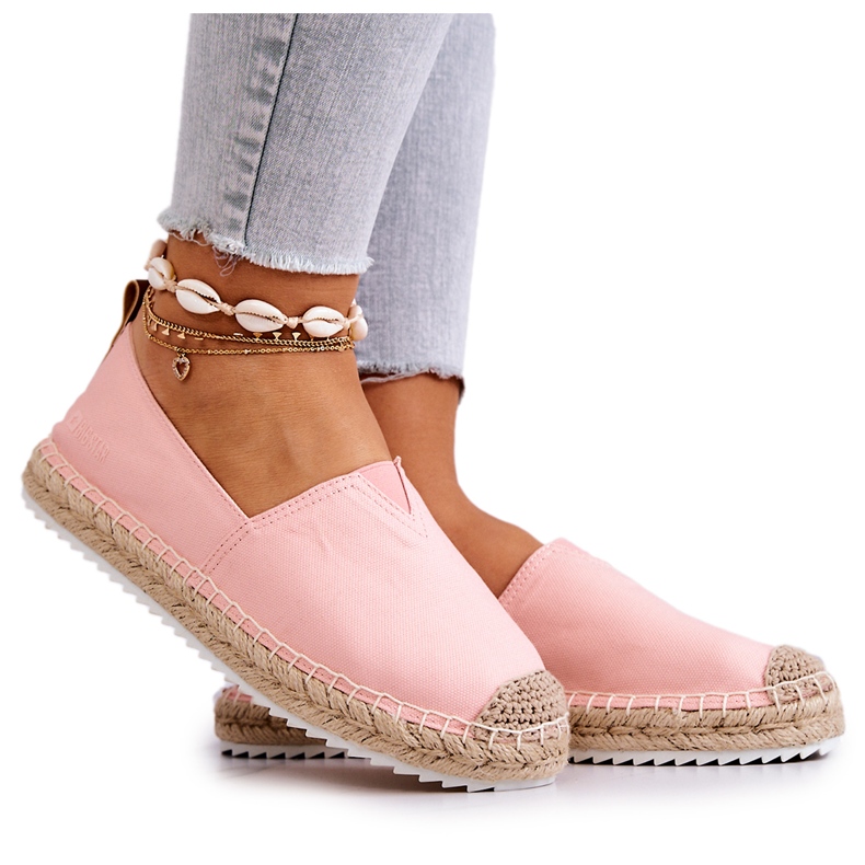 Big Star HH274496 Espadrile roz pe talpă împletită