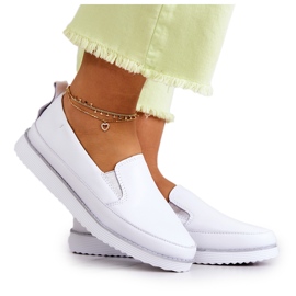 Pantofi de damă din piele Slip-On S.Barski alb
