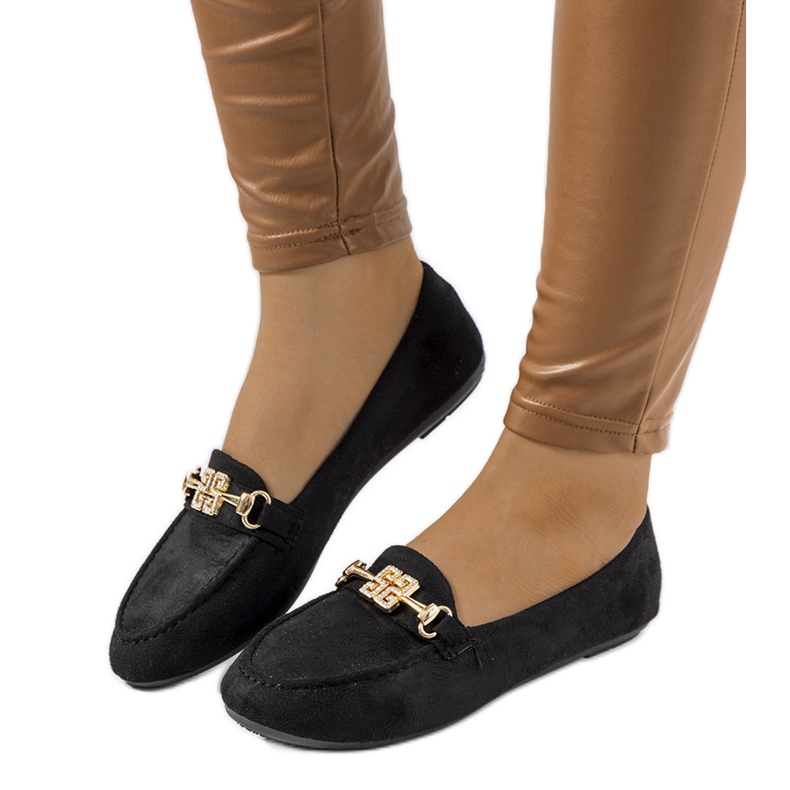 Mocasini negri cu cataramă Cardoso negru