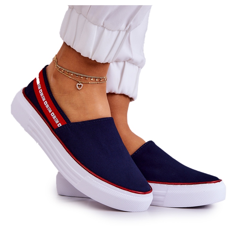 Pantofi de damă Slip On Big Star JJ276009 Bleumarin-Roșu