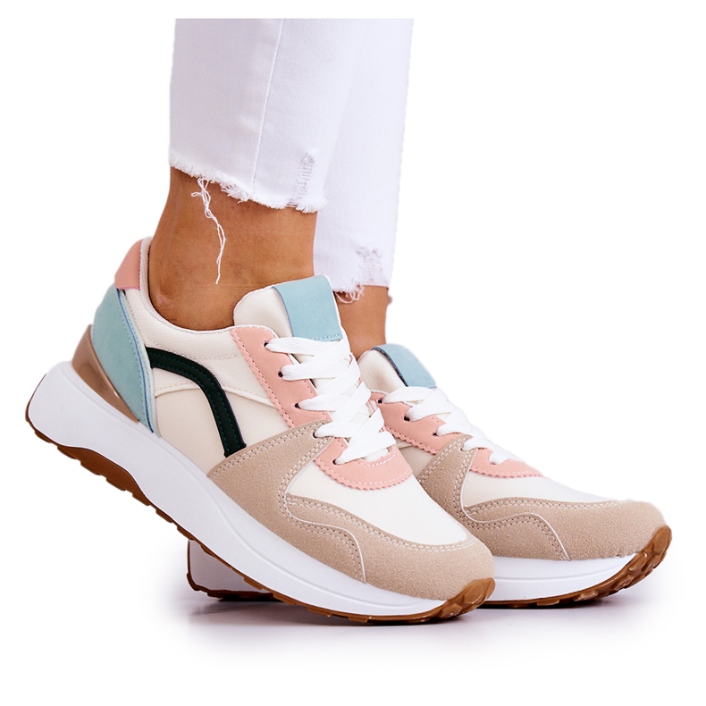 FG2 Pantofi sport Coryse Tied bej și verde maro FG2 Pantofi sport Coryse Tied bej și verde maro