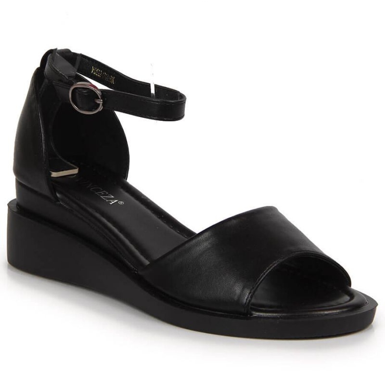Sandale cu pană Vinceza W JAN102A negre negru