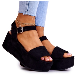 FW1 Sandale din piele intoarsa pe platforma neagra Stamford negru