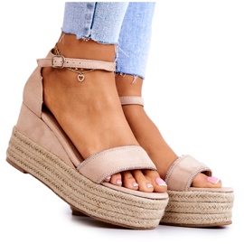 FW1 Sandale Damă Pe Pană Cu Zirconiu Cubic Bej Linie