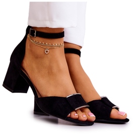 Sergio Leone Sandale De piele intoarsa Cu Decorat Floren Negru