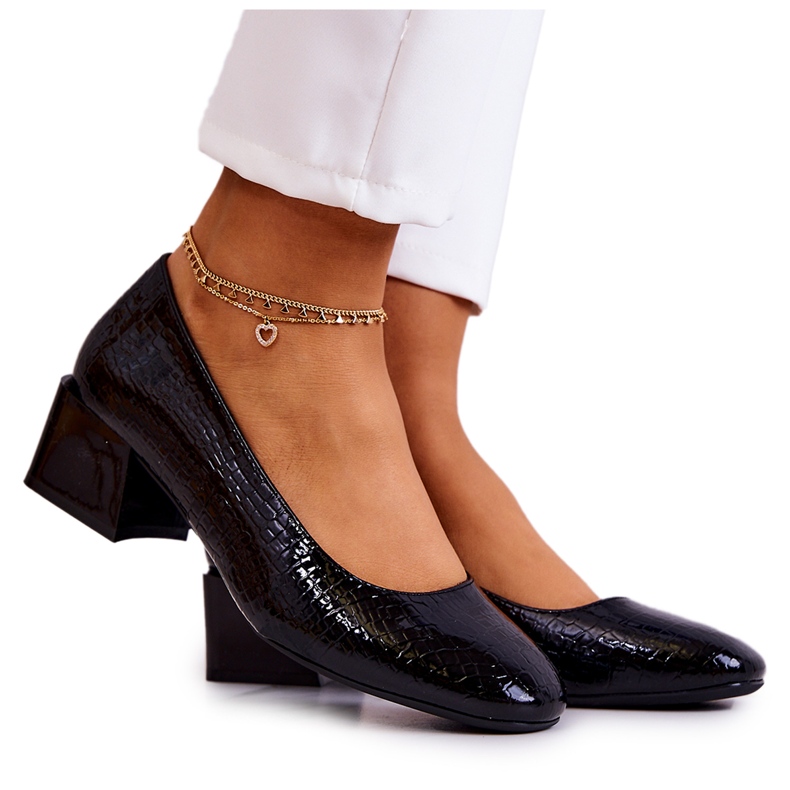 Sergio Leone Pumps din piele de șarpe Negru Mesquite