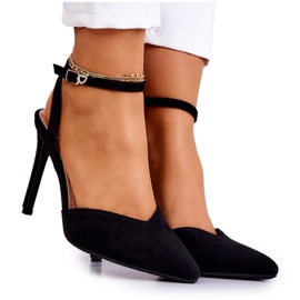 FB2 Tocuri Kharen din piele intoarsa neagra cu catarama negru FB2 Tocuri Kharen din piele intoarsa neagra cu catarama negru