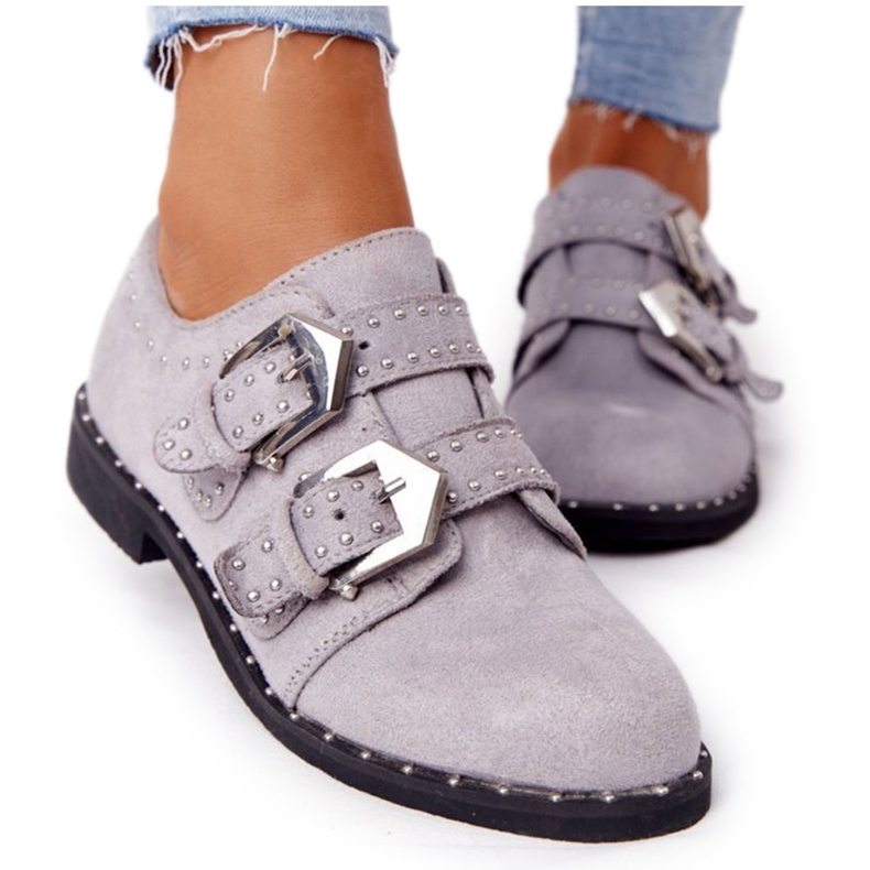 Brogues De Damă Cu Catarame Lu Boo Gri